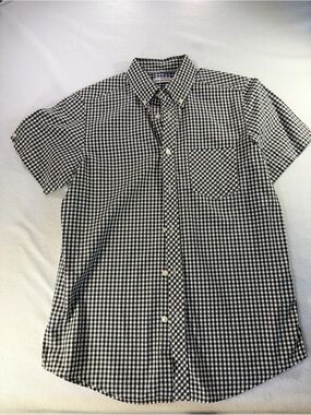 Ben Sherman Black and White Gingham Short-Sleeve Button-Down Shirt